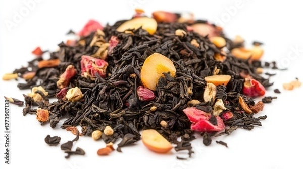 Obraz A vibrant pile of assorted tea featuring colorful fruit pieces and crunchy nuts, showcasing a delightful blend of flavors and textures.