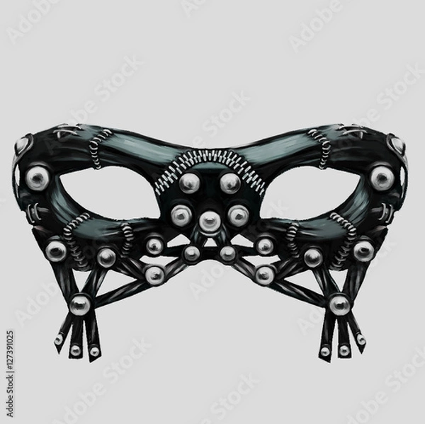 Obraz pattern background mask black leather with rivets