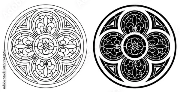 Obraz Gothic stained glass for a round window