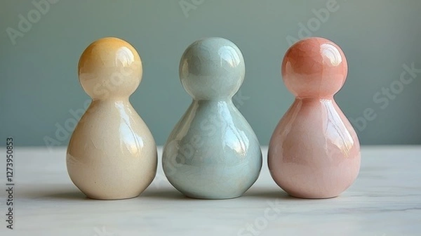 Obraz Colorful decorative peg dolls minimalist setting photography soft light close-up aesthetic appeal