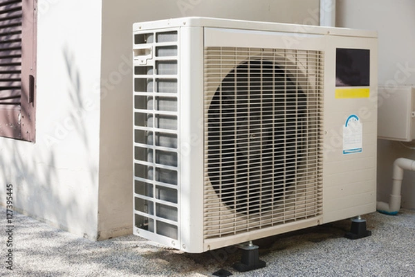 Fototapeta air conditioners installation outside on the floor