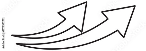 Fototapeta Long arrows icon. Long curved hand drawn arrow isolated.