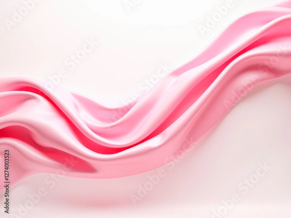 Obraz Floating elegant pink fabric on white background, selective focus