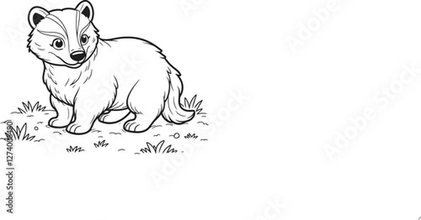 Fototapeta Badger vector bundle Ai generated, Badger line art vecto r  