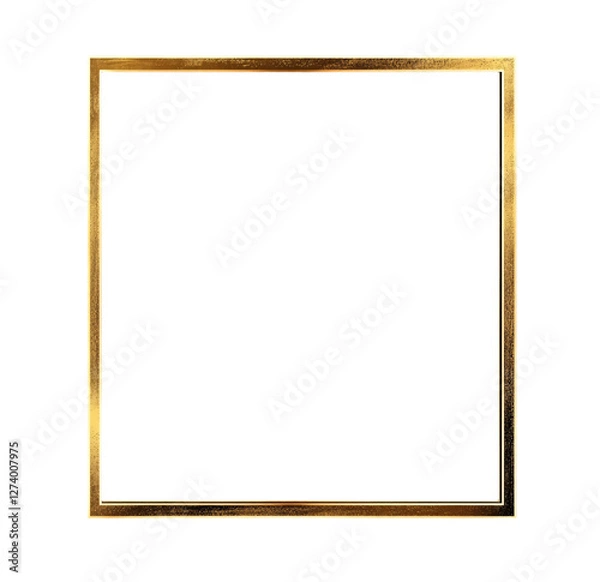Fototapeta golden, thin square frame on a transparent background
