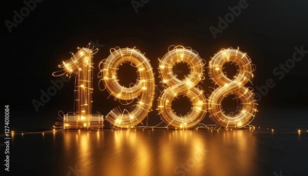 Fototapeta 1988 Glowing Year Number Lights Festive Decoration Design