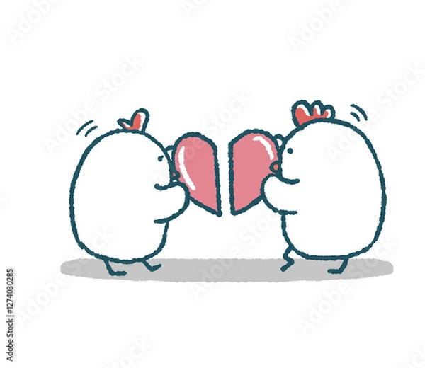 Obraz ゆるいにわとりは愛を確かめる