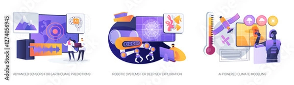 Fototapeta AI Advancing Earth and Climate Research abstract concept vector illustrations.
