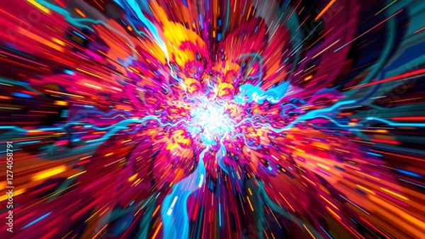 Fototapeta Digital Glitch Effect with Distorted Lines and Vibrant Colors for Modern Design