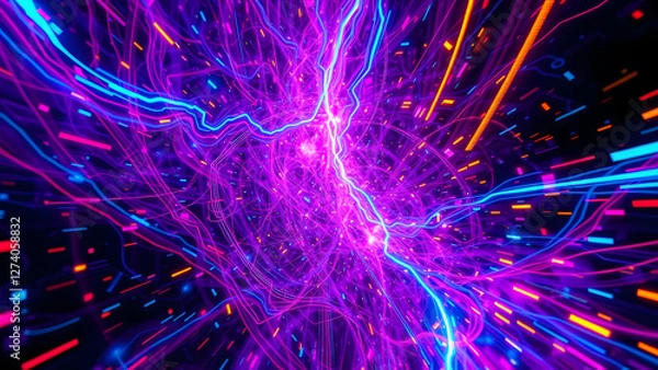 Fototapeta Digital Glitch Effect with Distorted Lines and Vibrant Colors for Modern Design