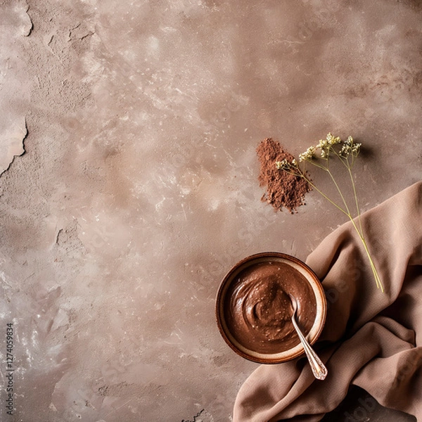 Fototapeta food photography of background in Mocha Mousse hues, texture, Trending color 2025