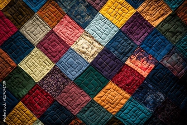 Fototapeta Handmade Patchwork quilt as background Geometrical pattern