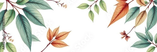 Fototapeta Antique Botanical Tapestry of Intricate Leaf Forms