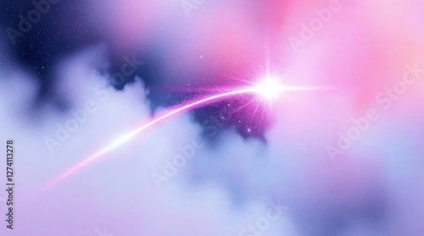Obraz Shooting star with glowing pink trail in dreamy sky