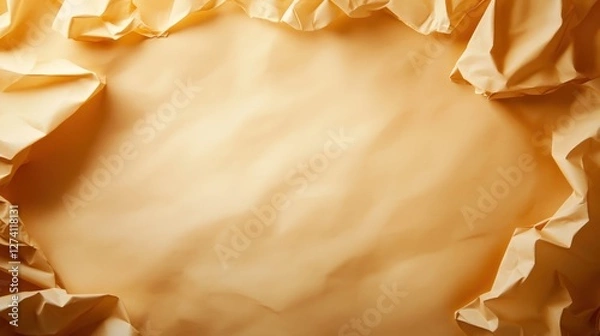 Fototapeta Textured background of crumpled paper in warm tones, offering a creative canvas for artistic projects, graphic designs, and presentations. Ideal for showcasing ideas or messages.