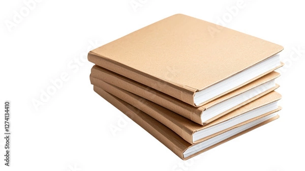 Fototapeta Stack of three books, a small tower of knowledge and inspiration three