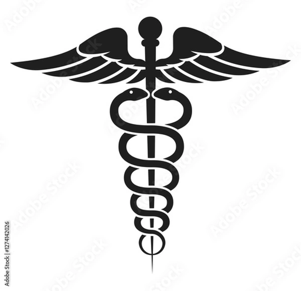 Obraz Caduceus icon symbolizing medicine healthcare and medical professions.