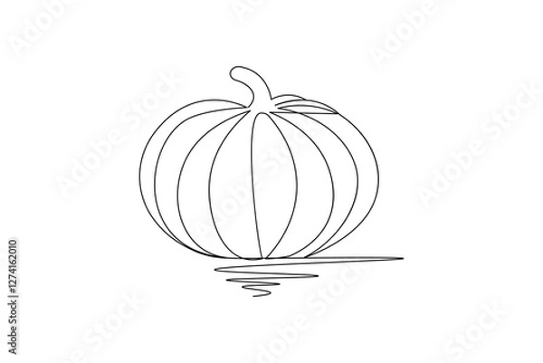 Fototapeta Pumpkin continuous one line drawing and minimalist style isolate outline vector illustration