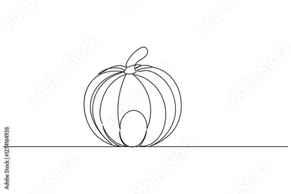 Fototapeta Pumpkin continuous one line drawing and minimalist style isolate outline vector illustration