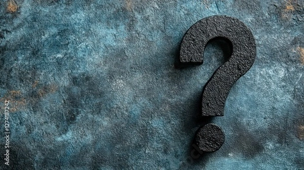 Fototapeta Abstract Question Mark Symbol on Dark Grunge Textured Surface for Conceptual Imagery