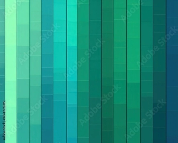 Fototapeta Vertical gradient of squares flowing from teal, to green, to aquamarine, for background graphic use