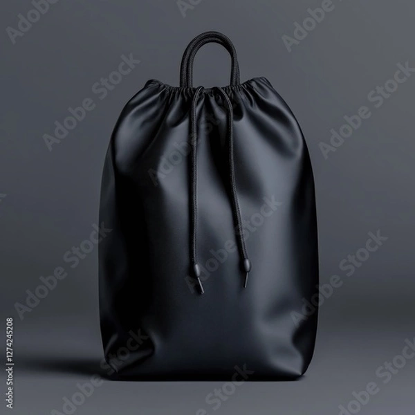 Fototapeta Stylish black bag mockup on a dark background perfect for modern branding and product display purposes