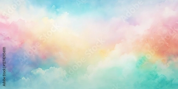 Fototapeta A calming watercolor background featuring soft pastel colors and gentle brush strokes, watercolor, background, soft