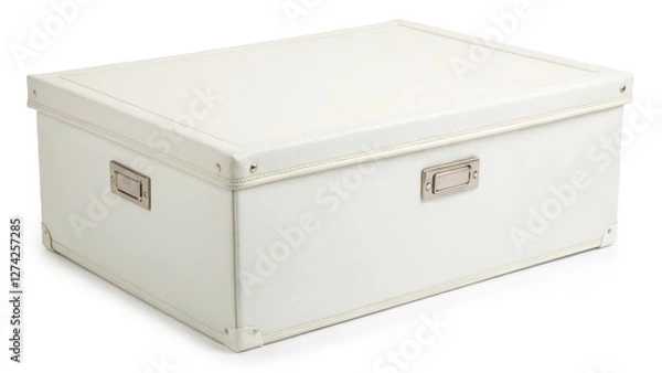 Fototapeta White Storage Box with Lid and Clasps