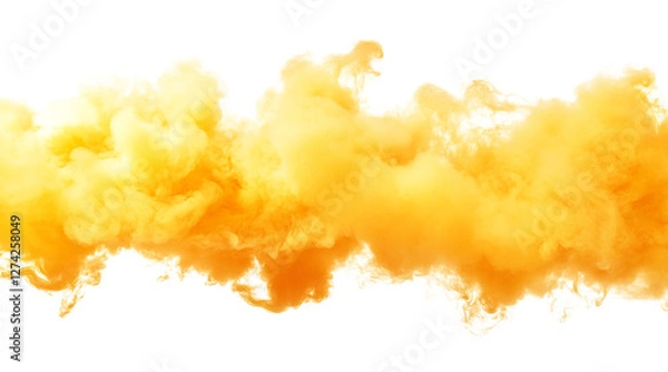 Fototapeta Yellow smoke cloud transparent PNG, isolated background cutout. Sulfur color thick smoke screen effect