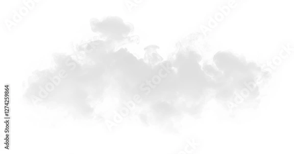 Fototapeta White gray smoke vapor cloud shape transparent PNG, isolated background cutout. Misty effect,