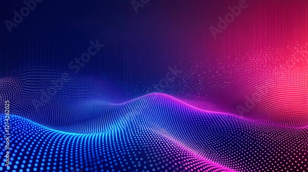 Fototapeta Abstract AI neural network background with glowing lines and waves