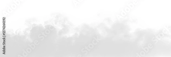 Fototapeta Stage floor white gray smoke mist transparent PNG, isolated background cutout. Misty effect, smoke machine, smog gathering at the bottom