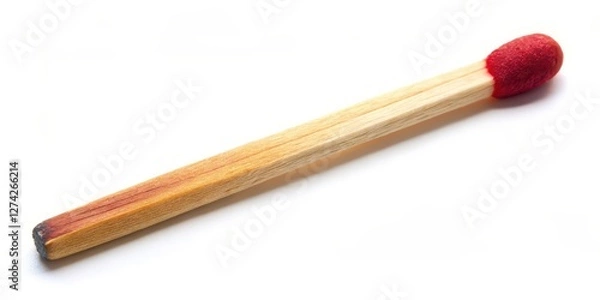 Obraz Single Matchstick on White Background