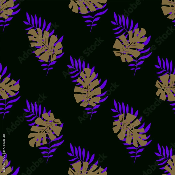 Fototapeta flower, autumn, floral, pattern, background, seamless, design, vector, motif, ornament, blossom, leaf, beauty, textile, vintage, cute, meadow, art, wallpaper, nature, print, illustration, abstract