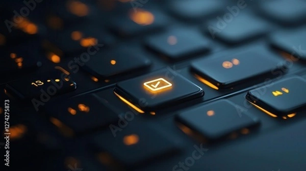 Fototapeta Minimalist vector of a laptop keyboard with an Ecommerce Growth key highlighted