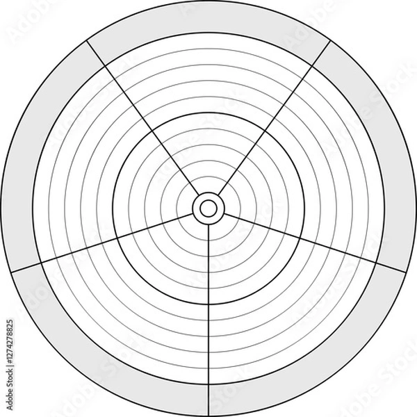 Fototapeta Vector circle diagram of lifestyle balance with five segments. Round diagram for daily planner, journal, notebook in white and grey colors