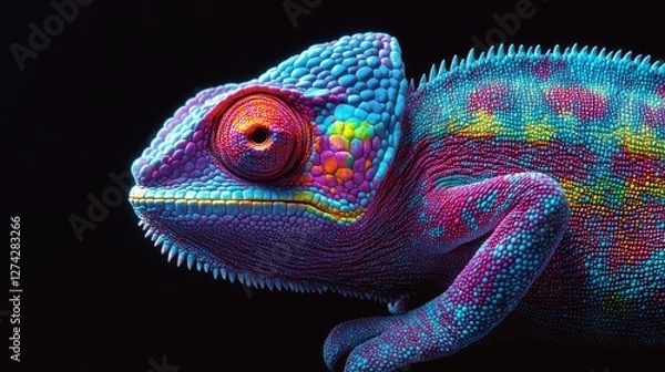 Obraz Al generated illustration of a colorful chameleon