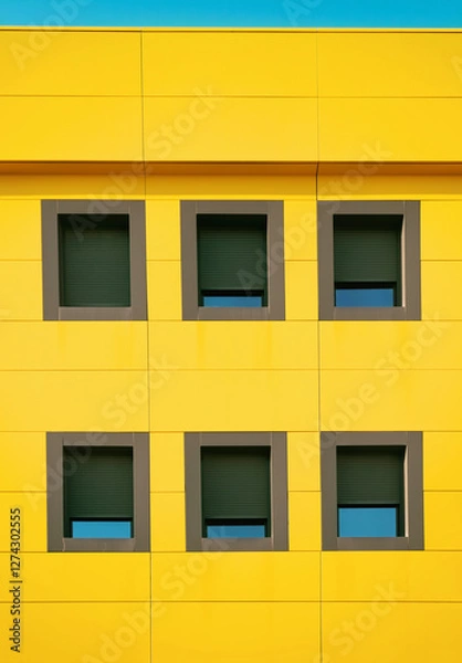Obraz Residential building. Colorful windows on a building.