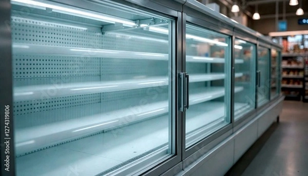 Obraz Empty Glass Refrigerators in Grocery Store