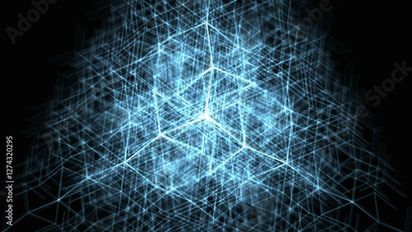 Fototapeta Abstract light blue lines with neon effect. Generative AI.