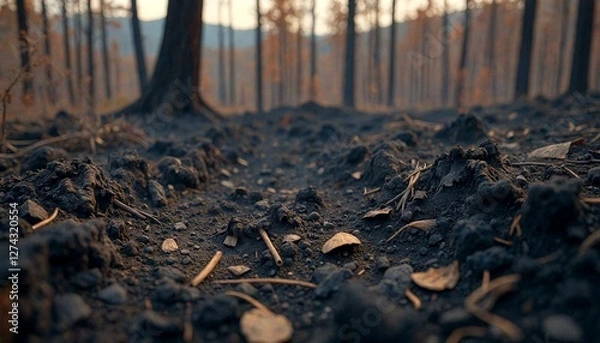 Obraz Burned Forest Sunset Close-Up