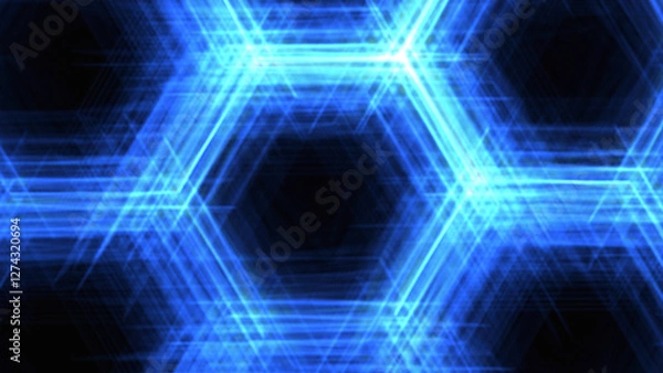 Fototapeta Background in the form of a blue hexagon with a neon effect. Generative AI.	
