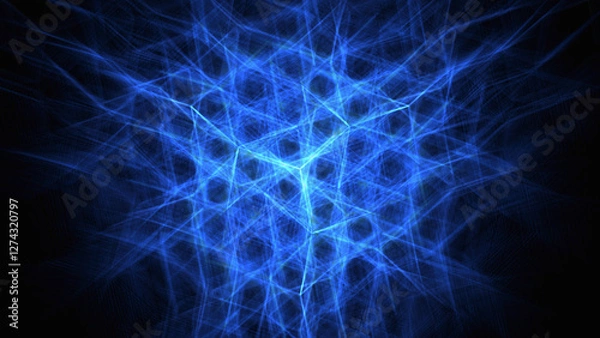 Fototapeta Abstract blue lines with neon effect. Generative AI.