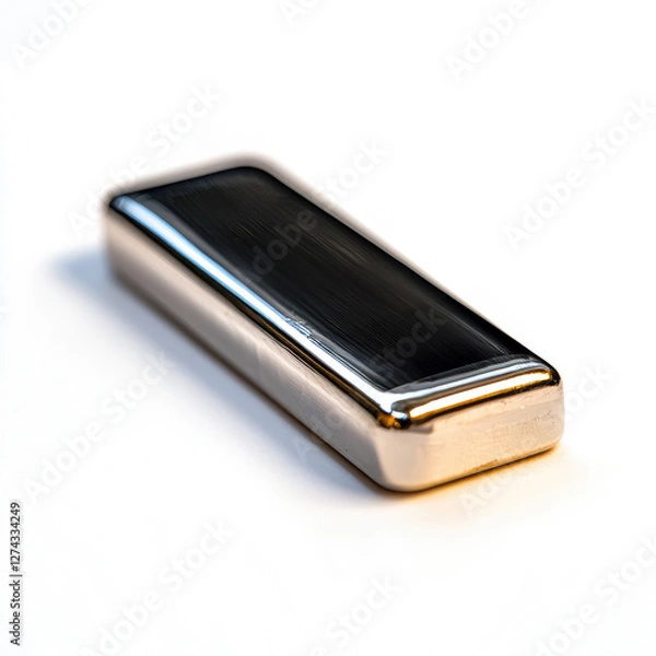 Fototapeta Polished Gold Bar on a White Background with Reflections and Details