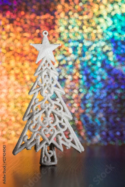 Fototapeta новогоднее украшение - елка на фоне цветного боке