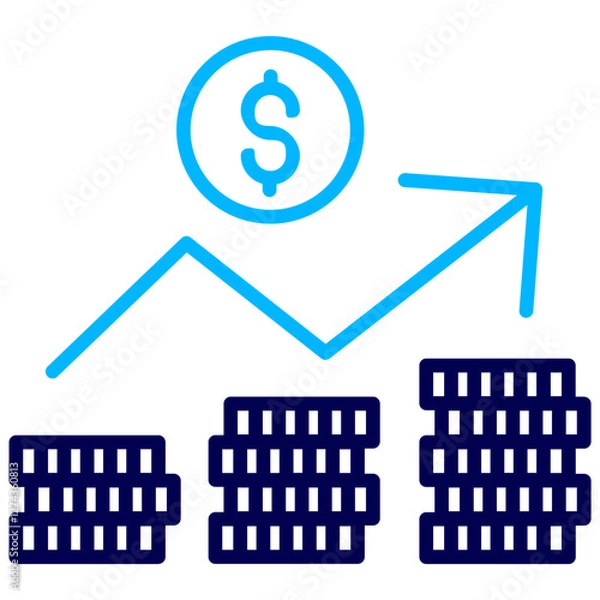 Fototapeta Dollar Graph Outline Color icon