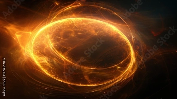 Fototapeta Abstract golden circle effect with a radiant glow and a sophisticated, luxurious atmosphere