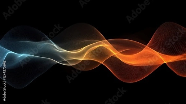 Fototapeta Abstract Energy Waves: A Dynamic Flow of Light and Color on Black
