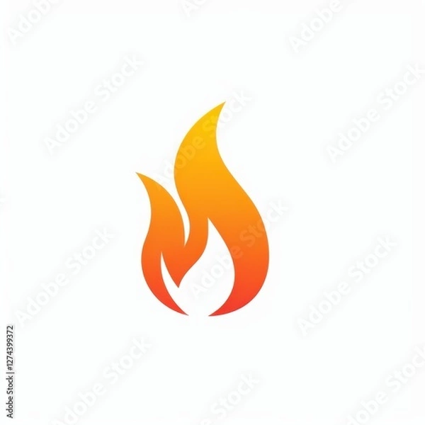 Fototapeta A bold fire logo with intense flames and strong lines, centered on a white background