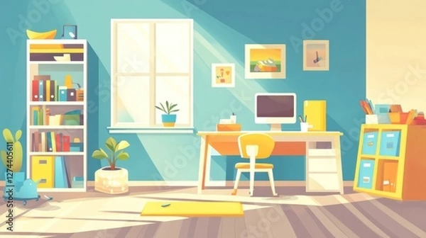Fototapeta Sunny kid's study room interior